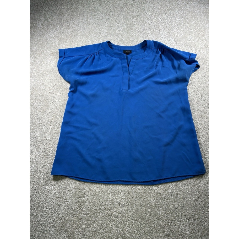 J Jill‎ Wearever Collection Womens Size L Blue Tunic Business Blouse